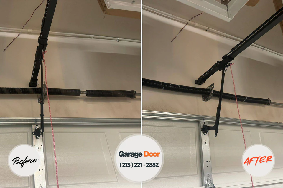 Before and after: garage door repair White Cloud, MI